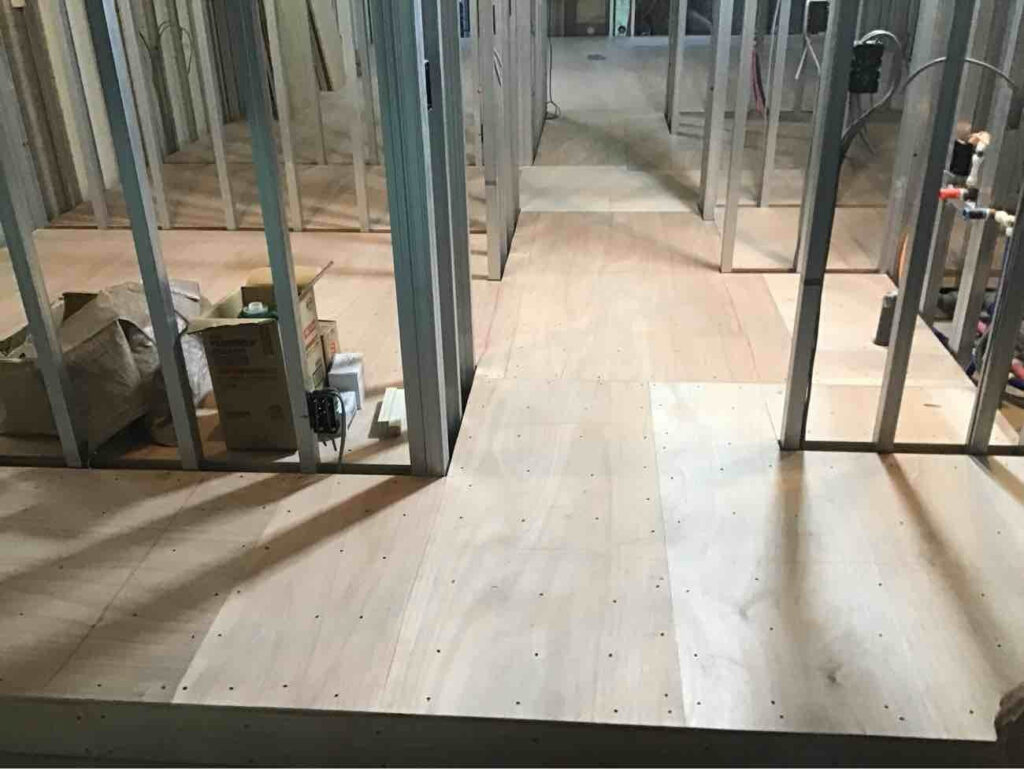 東京都品川区にてマンション1日置床工事を行いました。万協支持脚