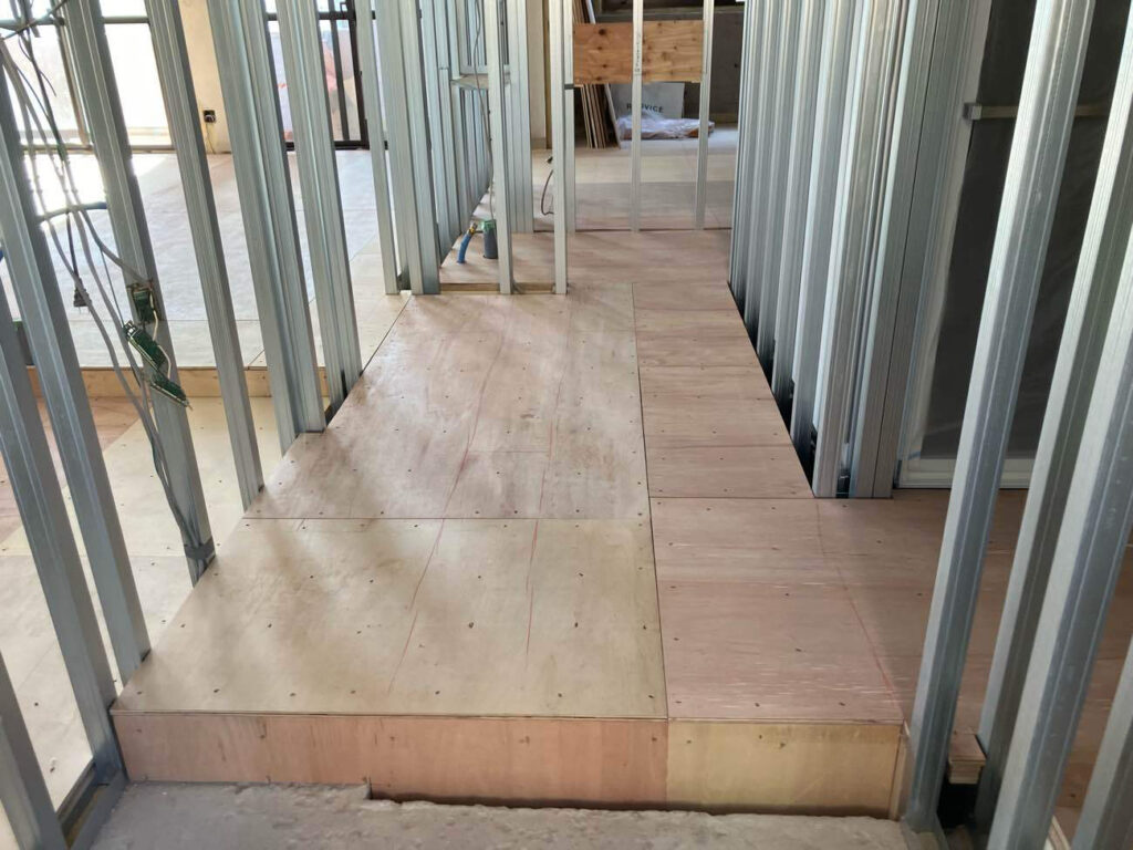 東京都墨田区にてマンション1日置床工事を行いました。乾式二重床