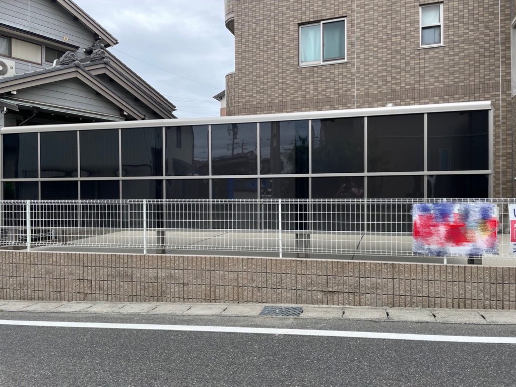 愛知県大府市　マンションのサイクルポート設置工事　LIXILフーゴR