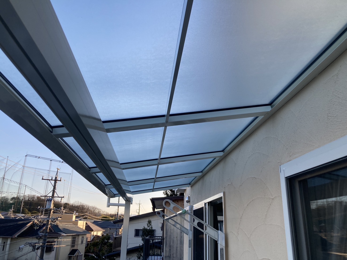 名古屋市天白区 テラス屋根取付工事 LIXILテラス屋根 スピーネF型 出幅自在桁仕様