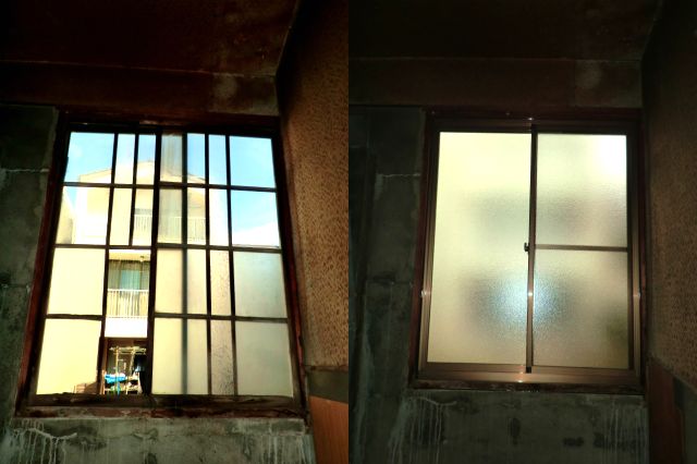 木窓からアルミサッシへのリフォーム　名古屋市