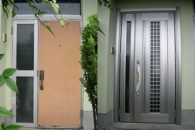 東海市 玄関の防犯対策 トステム製玄関ドア リシェント
