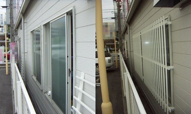 窓の防犯対策　アルミ面格子の取付け　名古屋市