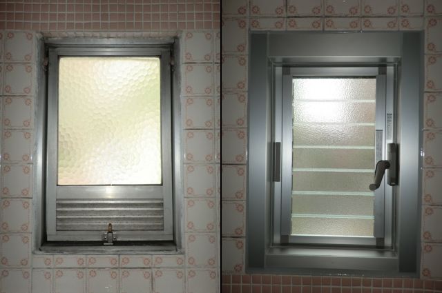浴室窓取替え工事　カバー工法　名古屋市