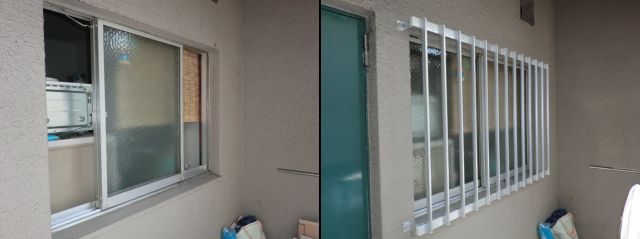 窓の防犯対策　面格子取付工事　賃貸マンション　名古屋市