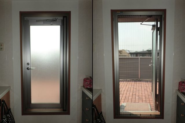 名古屋市千種区 キッチン片開き窓に 横引き収納網戸 アルマーデIII　