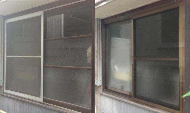 木製窓からアルミサッシ取替工事　窓のリフォーム　海部郡