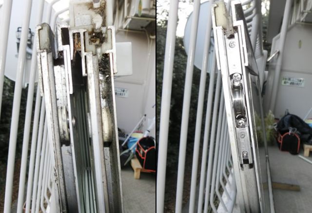 サッシの戸車修理、交換　名古屋市天白区