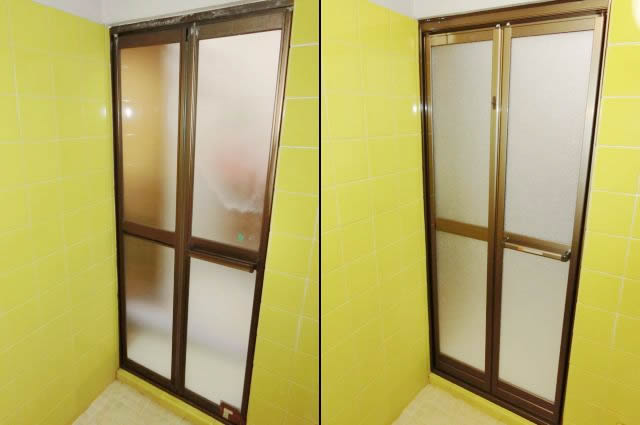 浴室中折れドアのリフォーム　名古屋市瑞穂区
