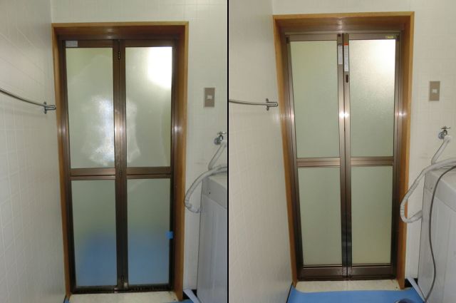 浴室中折れドア取替工事　名古屋市中村区