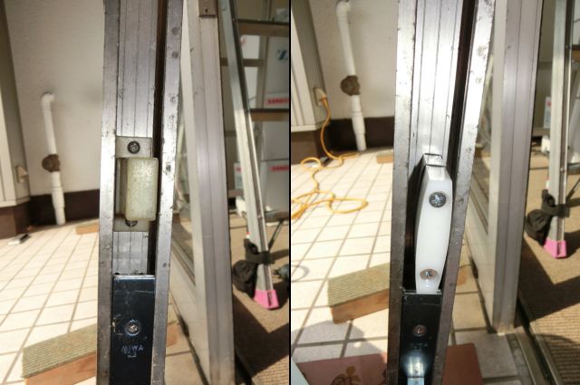 自動ドア装置修理対応　カギがかかりづらい　名古屋市中川区