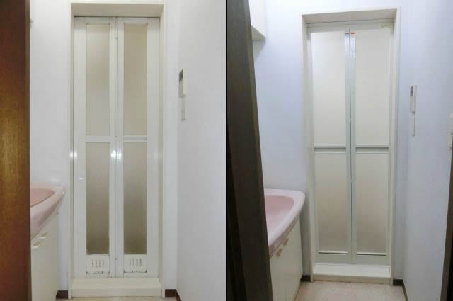 浴室中折れドア取替え工事　名古屋市昭和区