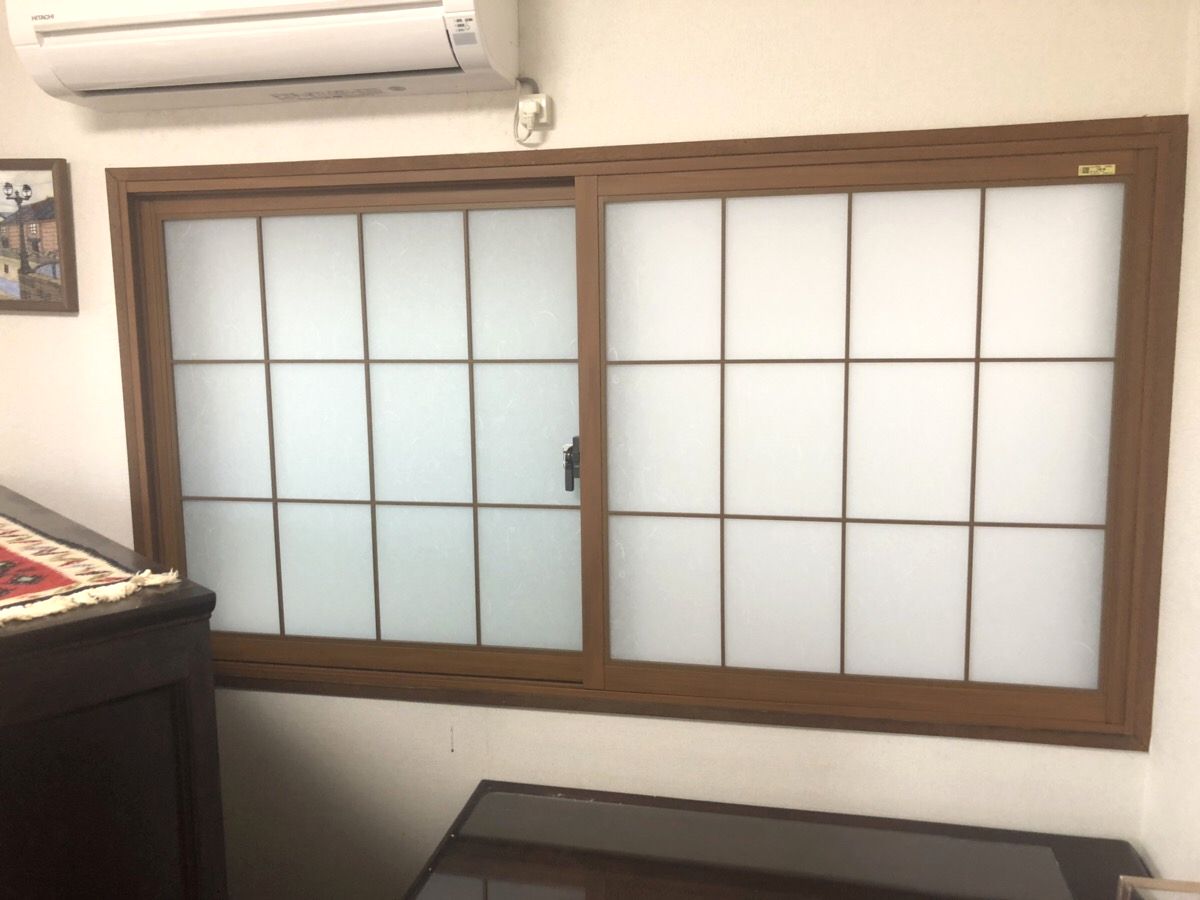 名古屋市西区　内窓取付工事　和紙調硝子と組子入り　LIXIL